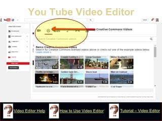 You Tube Video Editor 
How to Use Video Editor 
Tutorial – Video Editor 
Video Editor Help  