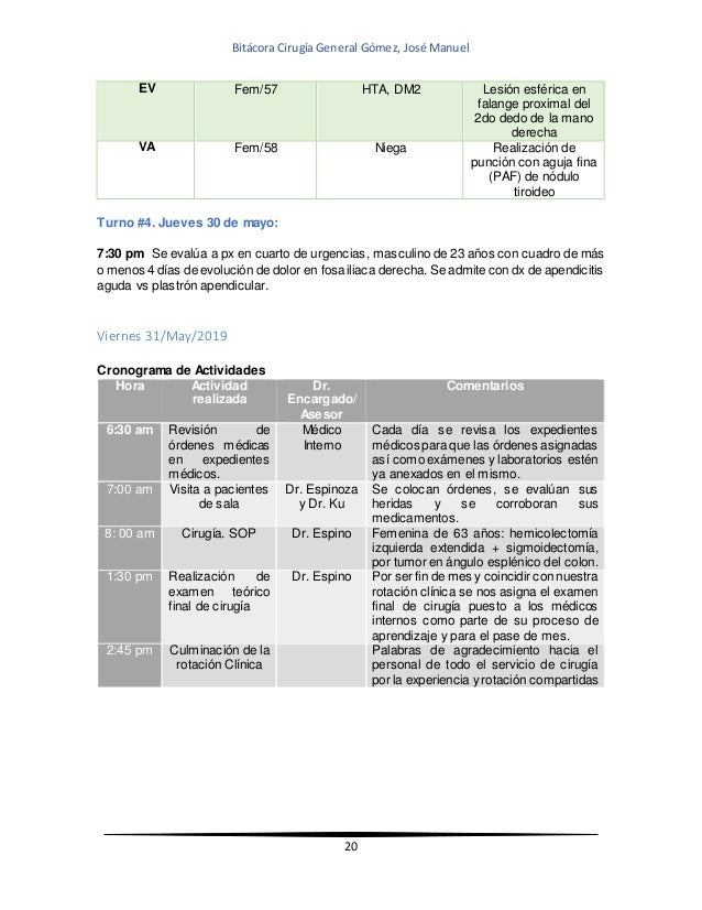 Bitácora de operaciones