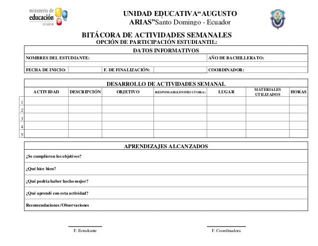 Resultado de imagen para bitacora ejemplo