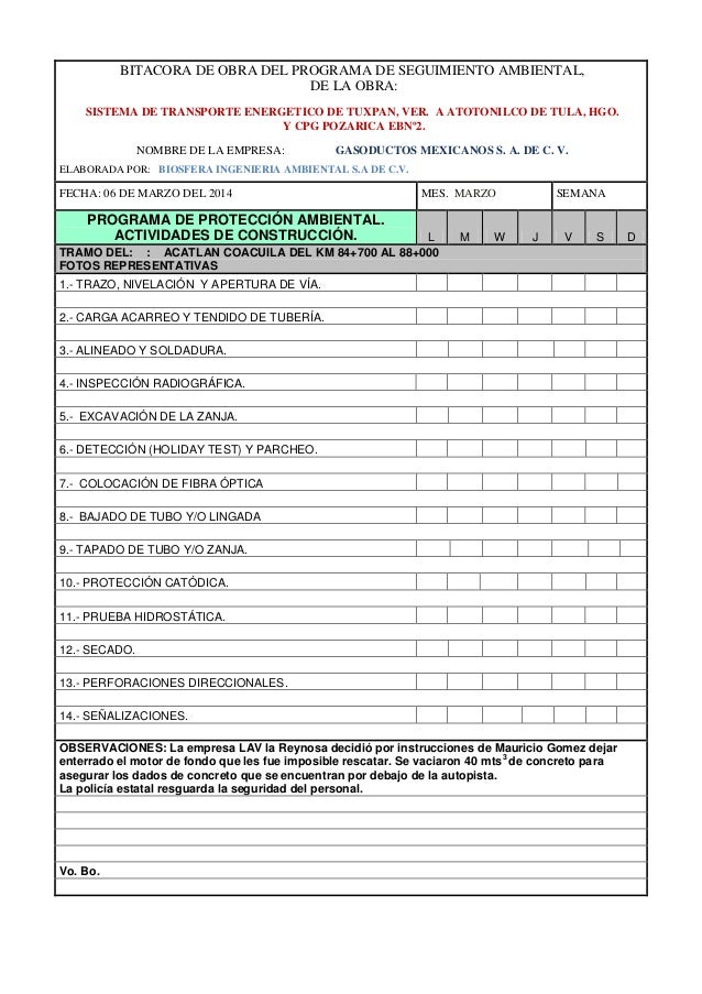 Bitácora de operaciones