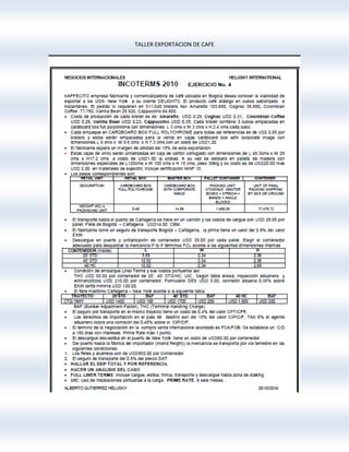 TALLER EXPORTACION DE CAFE
 