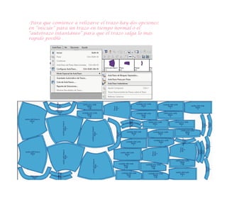 -Para que comience a relizarse el trazo hay dos opciones:
en “iniciar” para un trazo en tiempo normal o el
“autotrazo intantáneo” para que el trazo salga lo mas
rapido posible .
 