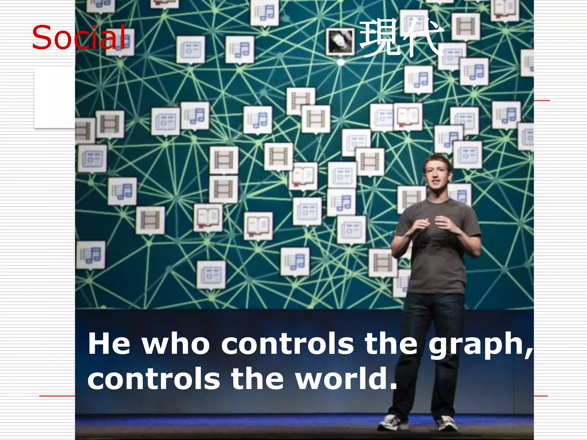 He who controls the graph,
controls the world.
Social 現代
 