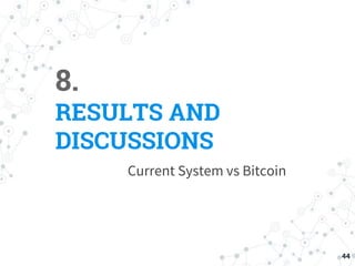 8.
RESULTS AND
DISCUSSIONS
Current System vs Bitcoin
44
 