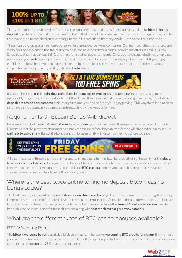 Bonus Bitcoin Casino With Deposits