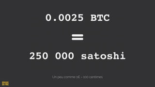 0.0025 BTC
=
250 000 satoshi
Un peu comme 1€ = 100 centimes
 