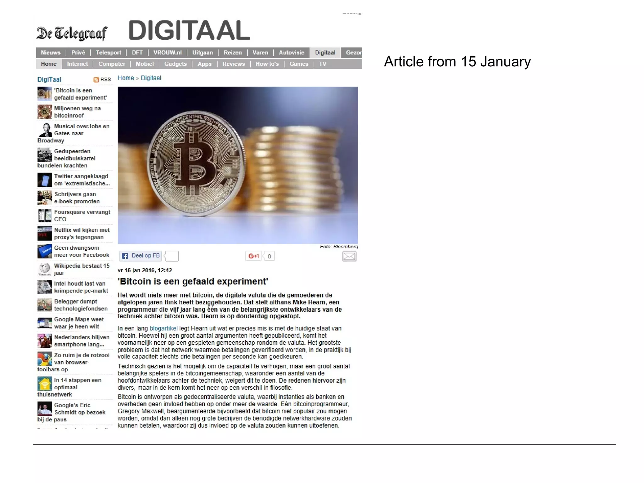 Article from 15 January
 