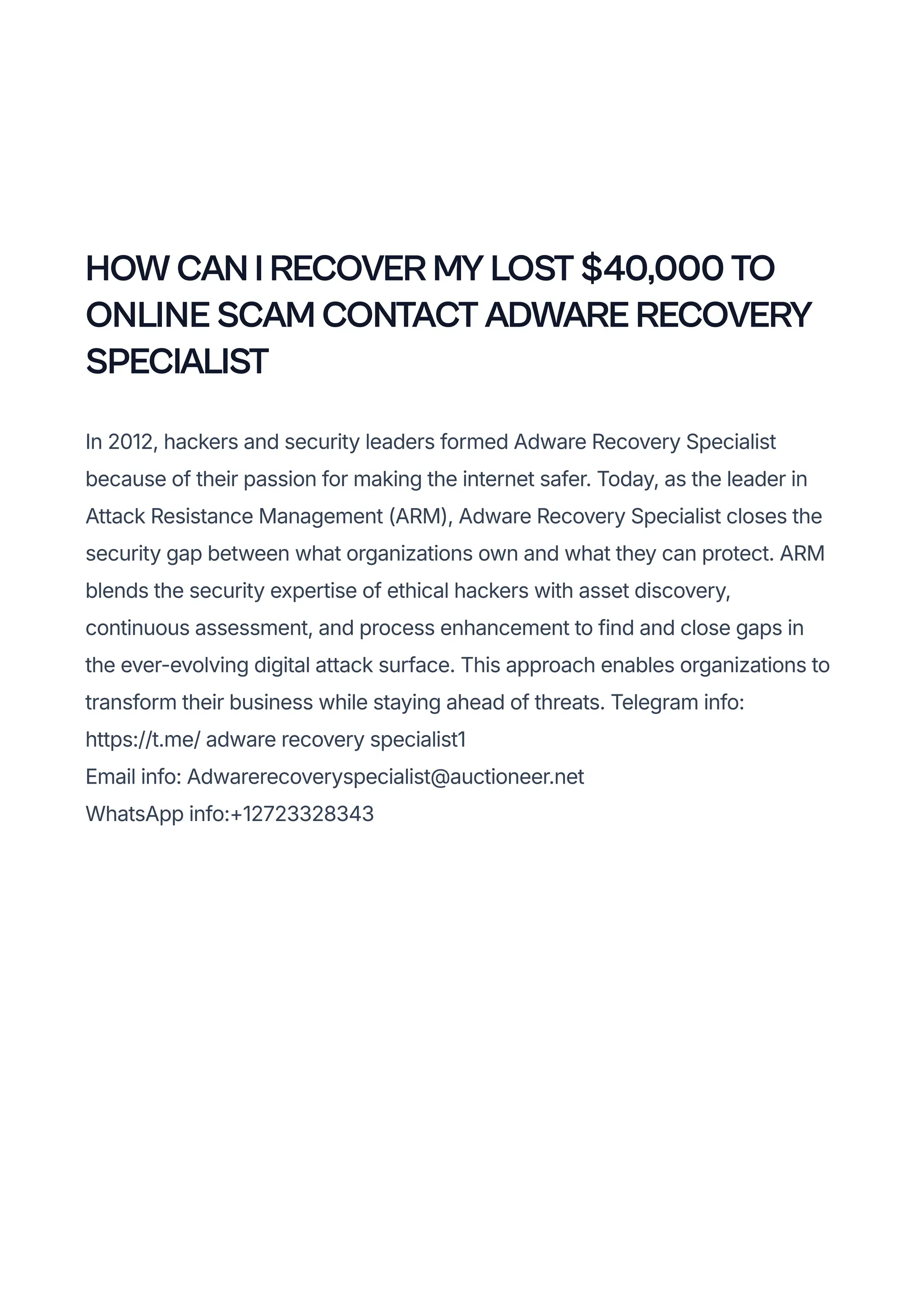 HOW TO FIND A LEGITIMATE CRYPTO RECOVERY HIRE ADWARE RECOVERY SPECIALIST |  PDF
