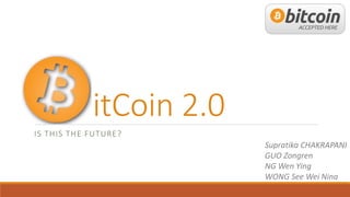 itCoin 2.0
IS THIS THE FUTURE?
Supratika CHAKRAPANI
GUO Zongren
NG Wen Ying
WONG See Wei Nina
 