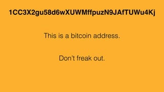 1CC3X2gu58d6wXUWMffpuzN9JAfTUWu4Kj
This is a bitcoin address.
Don’t freak out.
 