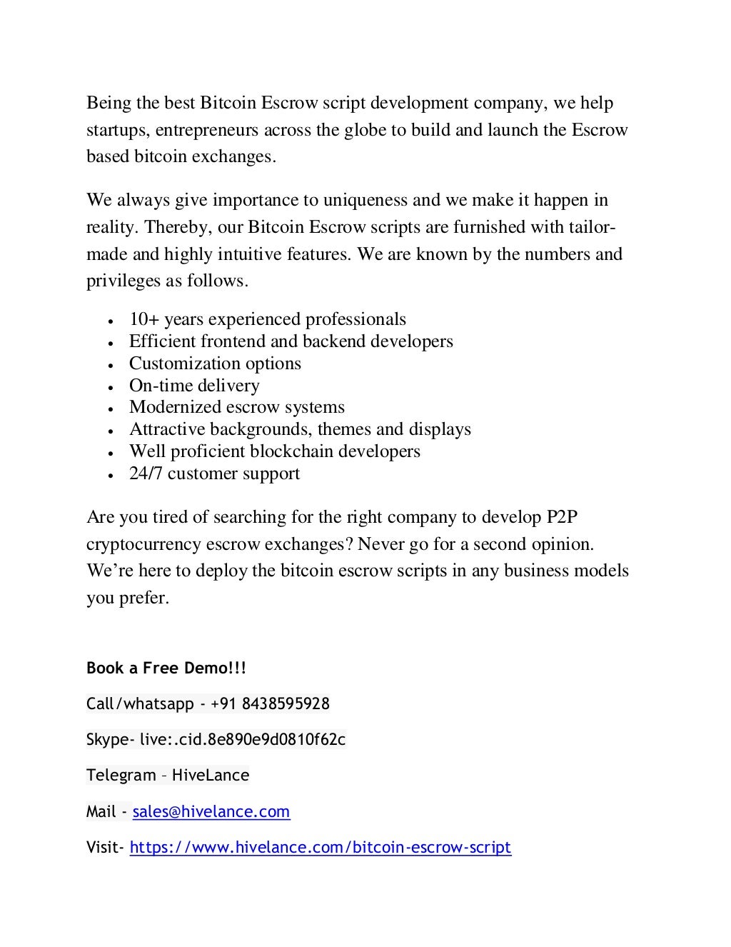 Bitcoin Escrow Script | PDF