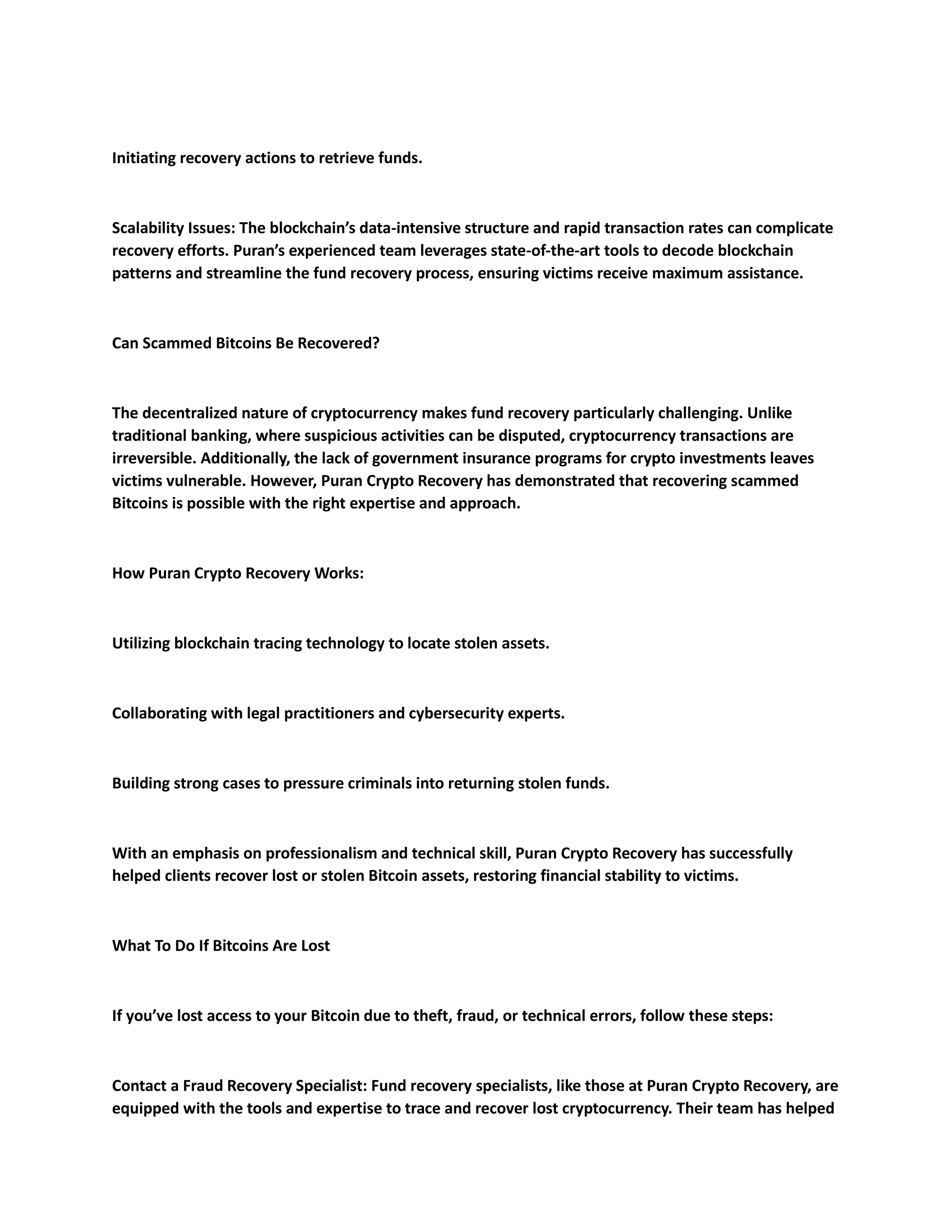 Bitcoin Fund Recovery.pdf Puran Recovery | PDF