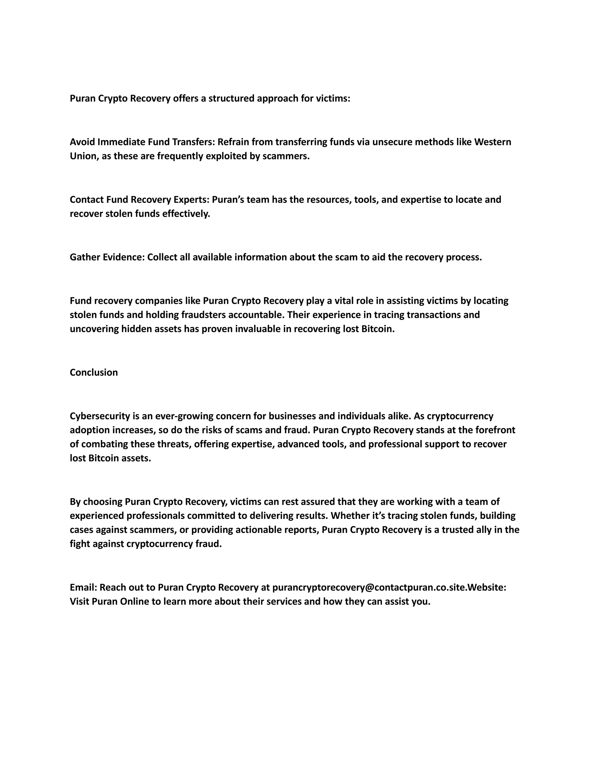 Bitcoin Fund Recovery.pdf Puran Recovery | PDF