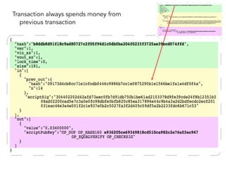 Transaction always spends money from
previous transaction
 