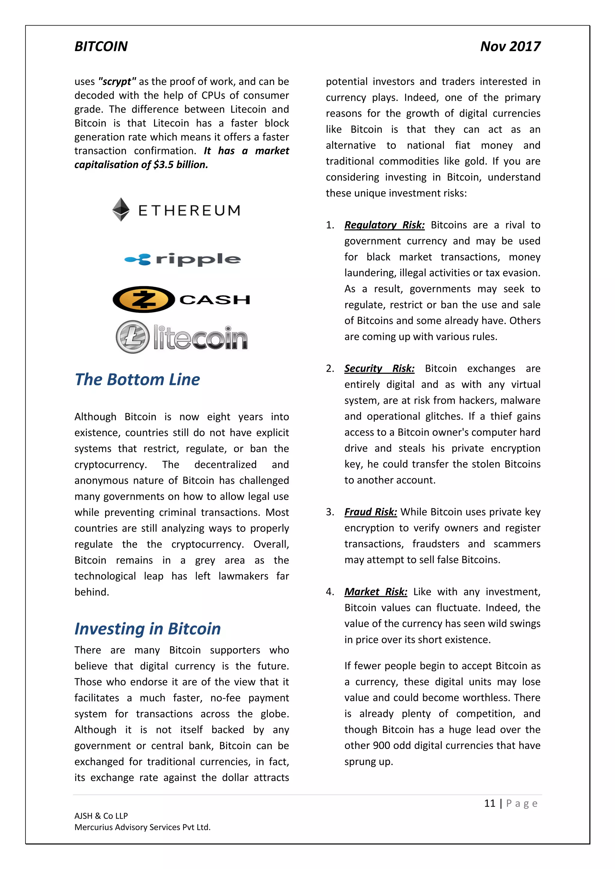 Report on Bitcoin- The cryptocurrency (November 2017) | PDF