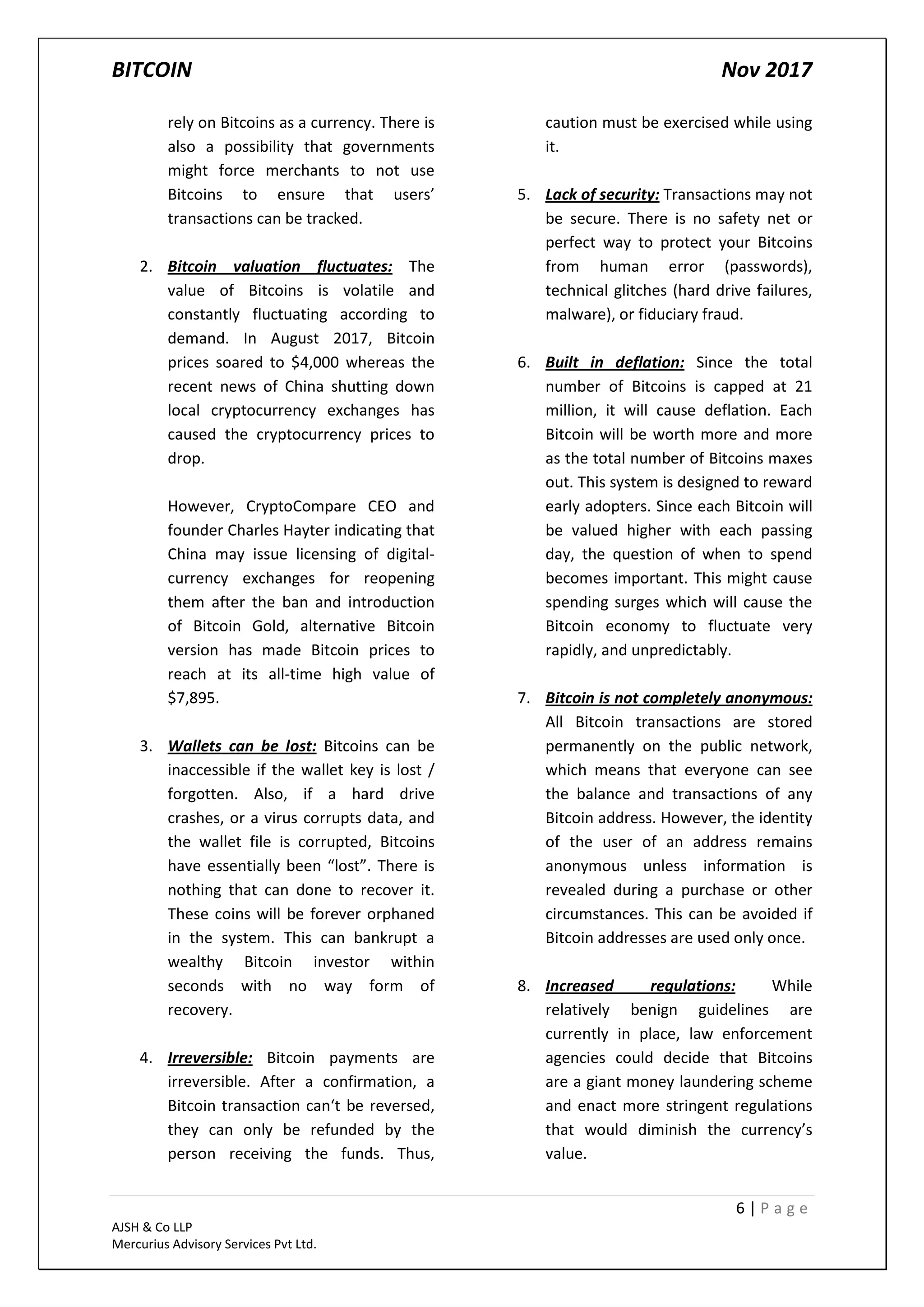 Report on Bitcoin- The cryptocurrency (November 2017) | PDF