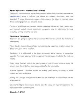 BitcoinSwift Tokenomics Uncovered_ How BTC3 Powers a Sustainable Crypto ...
