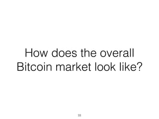 How does the overall
Bitcoin market look like?
33
 