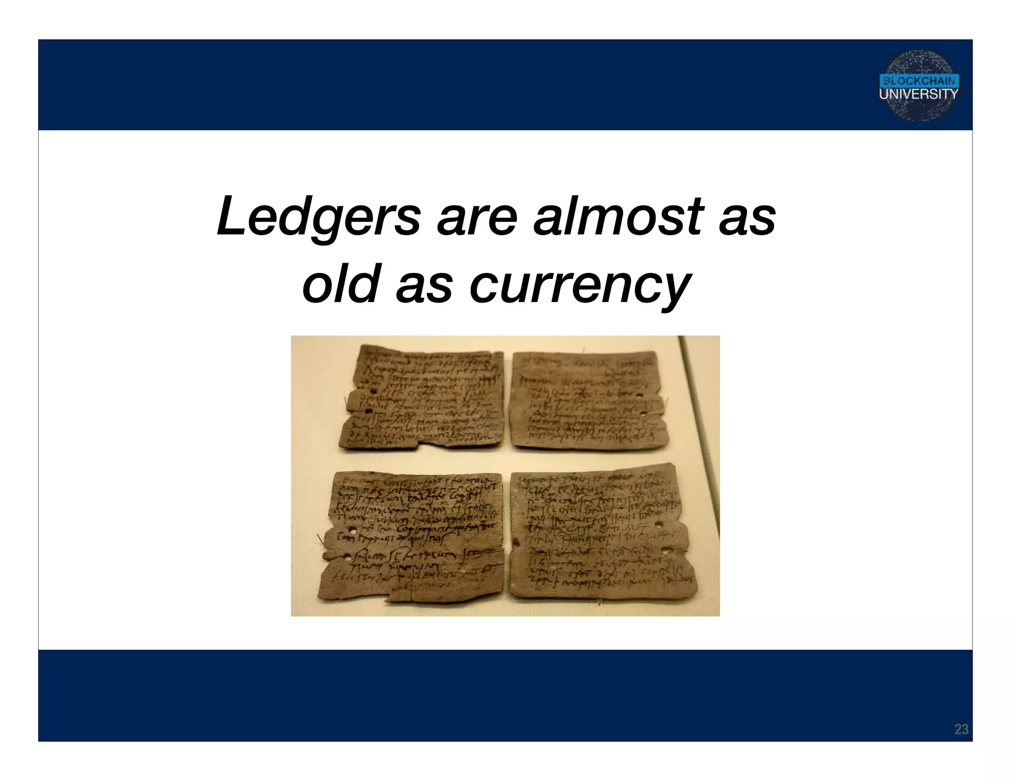 Hidden Transcript
Ledgers are almost as 
old as currency
23
 