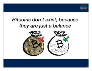 Hidden Transcript
Bitcoins don't exist, because 
they are just a balance
26
 