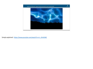 Blockchain Workspace www.blockchainworkspace.com !12
Lightning Network: speed enhancements & more sustainable
Simply	explained	:	https://www.youtube.com/watch?v=rrr_zPmEiME
 