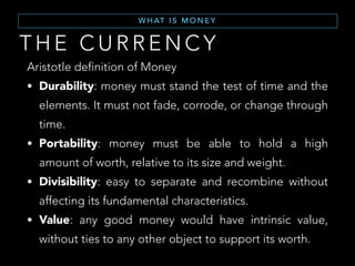 O U T L I N E
TA B L E O F C O N T E N T S
• Money and limitations
• What is Bitcoin
• How to use it
• How does it work
• Permissionless innovation
• Bitcoin vision
• Bitcoin for everybody
 