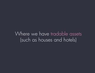 Where we have tradable assets
(such as houses and hotels)
 