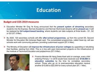 Education
6
 Education Minister Mr Ong Ye Kung announced that the present system of streaming secondary
students into the...