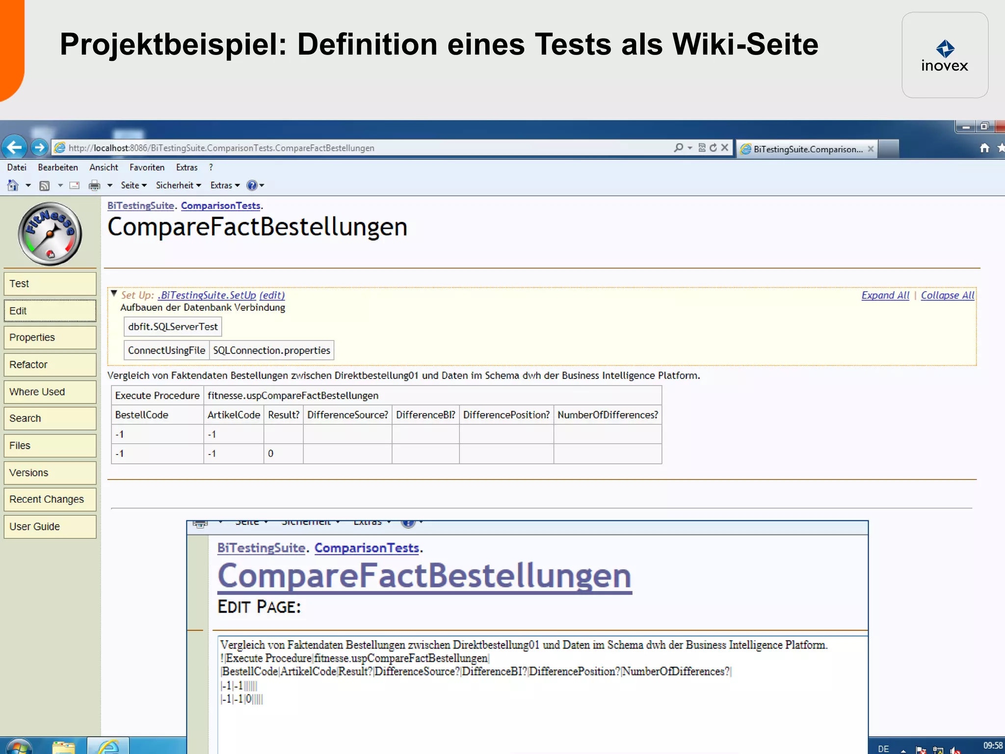 Projektbeispiel: Definition eines Tests als Wiki-Seite




                                                         11
 
