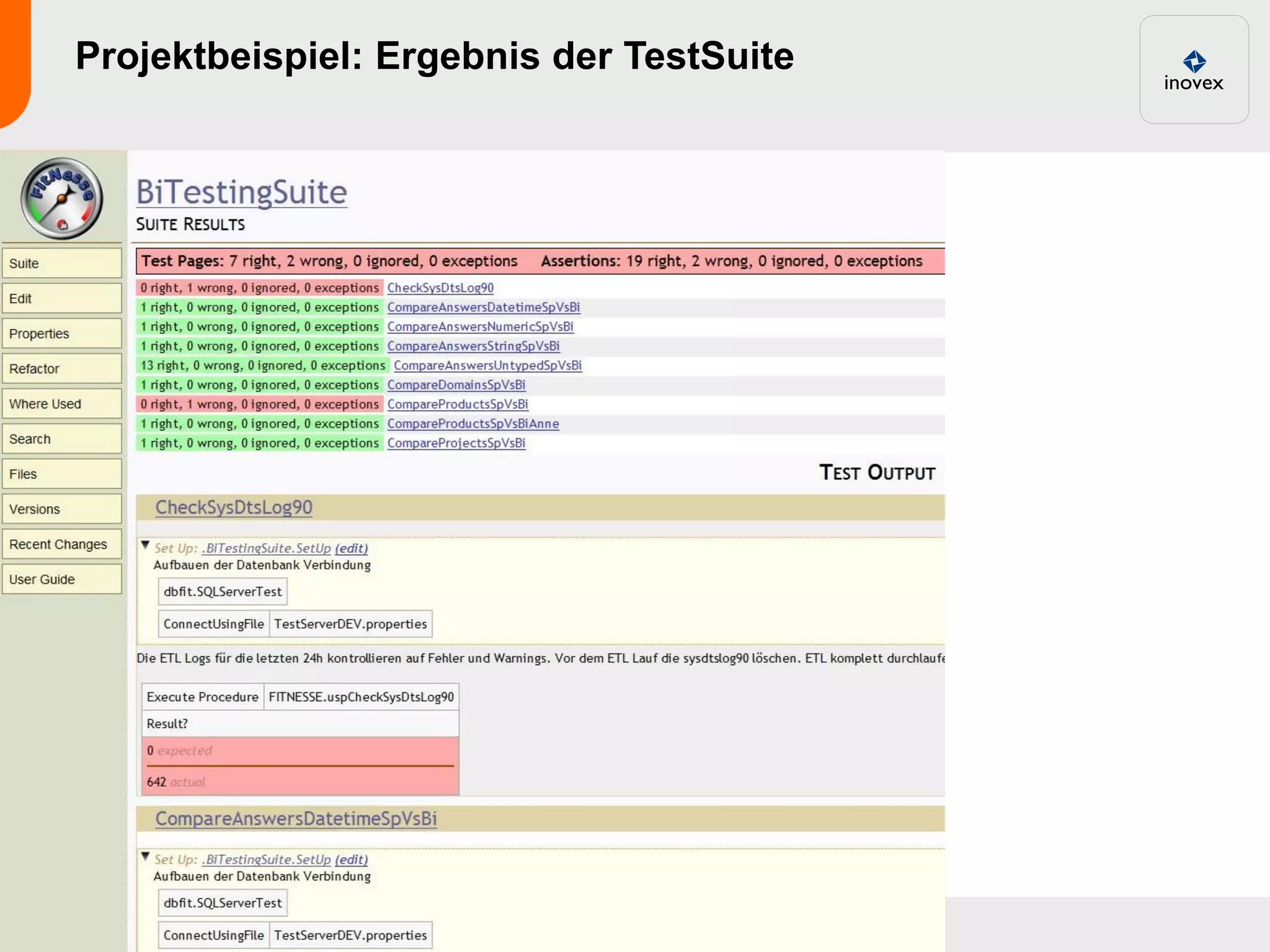 Projektbeispiel: Ergebnis der TestSuite
 