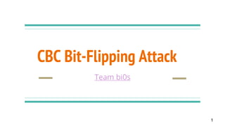 CBC Bit-Flipping Attack
Team bi0s
1
 