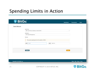 Spending Limits in Action
COPYRIGHT © 2014 BITGO, INC. 
25
 