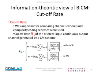 8Seminar on Signal Processing in Wireless Communications 2011Bit Interleaved Coded ModulationGray Mapping Key component of a BICM system