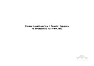 Все о банках Украины
Ставки по депозитам в банках Украины
по состоянию на 16.09.2013
 