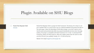Plugin Available on SHU Blogs
 