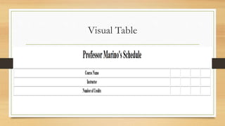 Visual Table
 