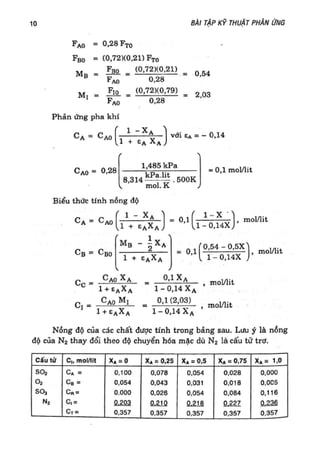 Bài tập kỹ thuật phản ứng