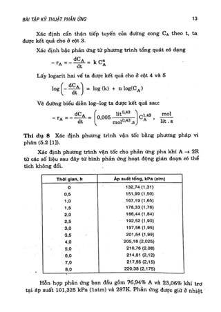 Bài tập kỹ thuật phản ứng