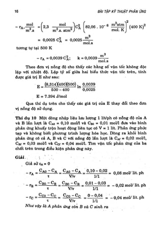 Bài tập kỹ thuật phản ứng