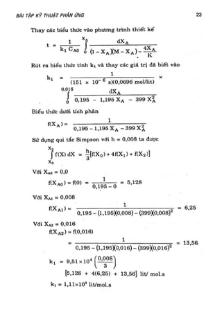 Bài tập kỹ thuật phản ứng