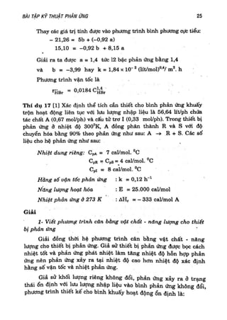 Bài tập kỹ thuật phản ứng