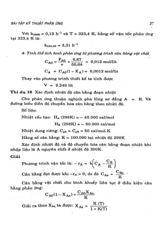 Bài tập kỹ thuật phản ứng