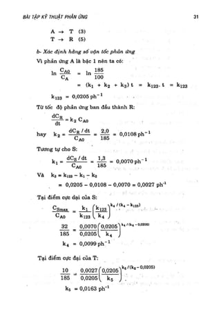 Bài tập kỹ thuật phản ứng