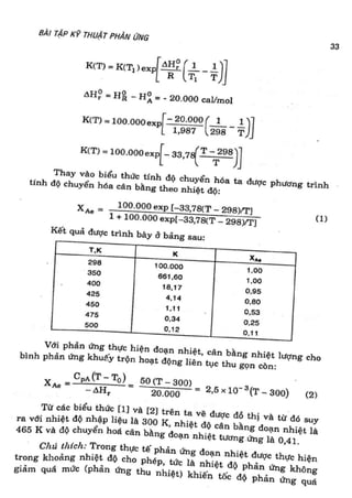 Bài tập kỹ thuật phản ứng