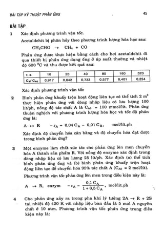 Bài tập kỹ thuật phản ứng