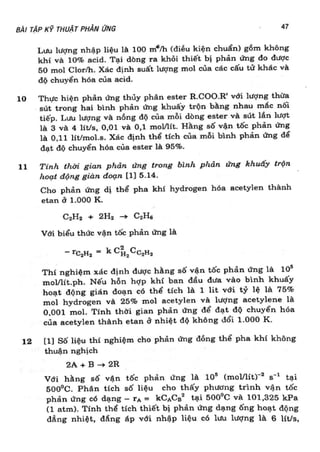Bài tập kỹ thuật phản ứng