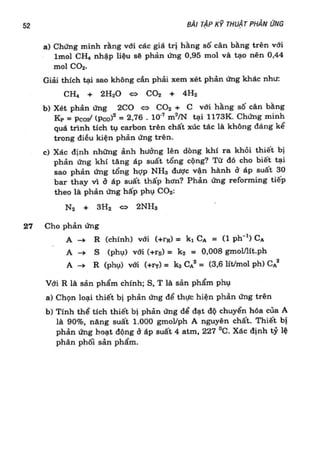 Bài tập kỹ thuật phản ứng
