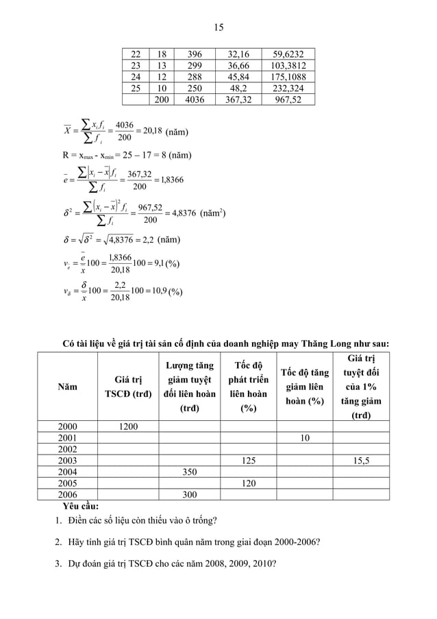 Bài tập nguyên lý thống kê có đáp án (1) | DOC