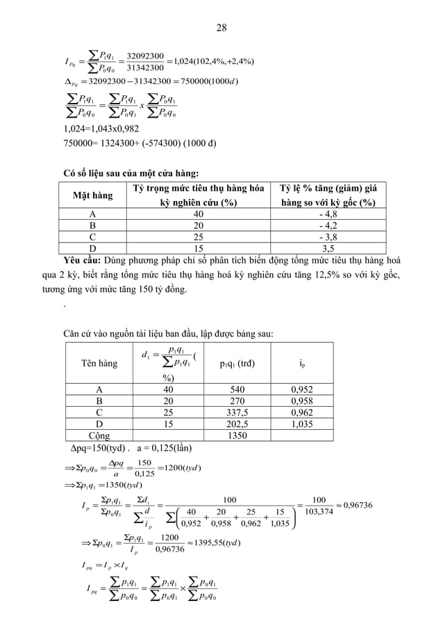 Bài tập nguyên lý thống kê có đáp án (1) | DOC
