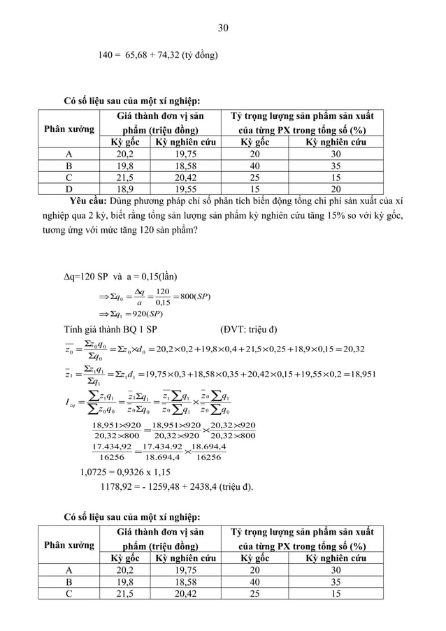 Bài tập nguyên lý thống kê có đáp án (1) | DOC